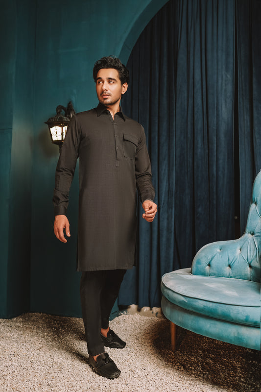 Charcoal Gray Kurta Trouser