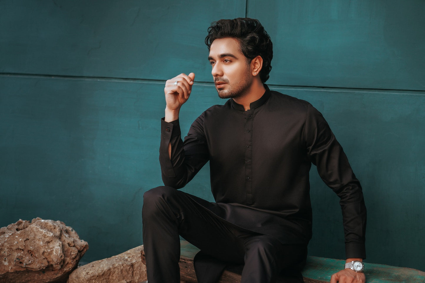 Ink Black Kameez with Trouser