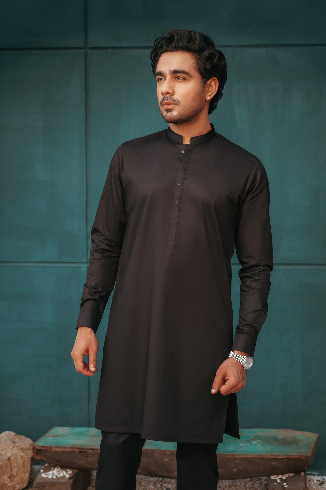 Ink Black Kameez with Trouser